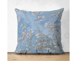 De Groen Home KUNST - Sierkussen Velvet - 45x45 - Van Gogh , Amandelbloesem - Inclusief binnenkussen - Aan beide zijdig bedrukt