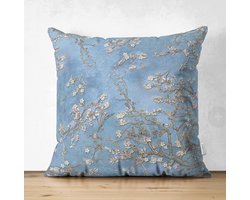 De Groen Home KUNST Velvet Kussenhoes 50x50 cm - Van Gogh Amandelbloesem - Fluweel kussensloop - Aan beide zijdig bedrukt