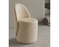 De Groen Home - NORDIC Collectie - 80x45x45 cm Compacte Fauteuil - Kunstleer - Crèmekleurig/Beige - Comfortabele poef met omhullende rugleuning