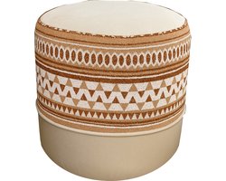 De Groen Home Poef rond - 40x30x30 cm - Zitzak - Geweven motieven - Comfortabele Zitzakstoel