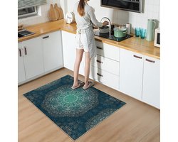 De Groen Home Vloerkleed 80x120 - Keukenloper - HARMONIE COLLECTIE Mandala edition - Wasbaar Antislip - Laagpolig Loper tapijt - Deurmat