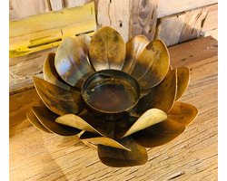 De Huismus - Kaarsenhouder Goud Metaal - Handgemaakt - Lotusbloem Design