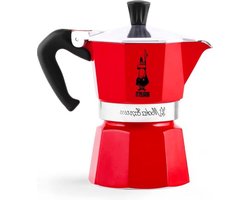 De Iconische Espressomaker Op Warmtebronnen - Echte Italiaanse Koffie - 1 Kop Moka Percolator (60 Ml) Aluminum Rood