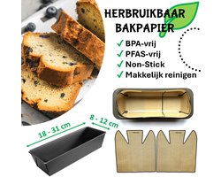 De KeukenBij - Dun Herbruikbaar Bakpapier voor Cakevormen van Verstevigd Siliconen - 18-31 x 8-12 cm Bakmat - BPA-vrij en PFAS-vrij - Duurzaam Alternatief voor Wegwerp Bakpapiervellen - Niet Plakkend, Makkelijk Schoon te Maken
