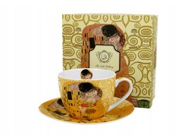 De Kus Ecru Porseleinen Kop en Schotel - Gustav Klimt Art