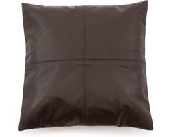 De leren kussenhoes met vier panelen - Choco - 40x40