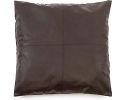 De leren kussenhoes met vier panelen - Choco - 60x60