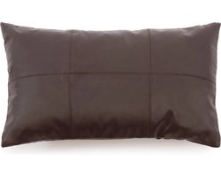 De leren kussenhoes met zes panelen - Choco - 30x50