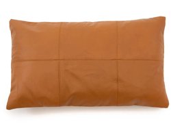 De leren kussenhoes met zes panelen - Kameel - 30x50