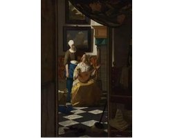 De liefdesbrief - Johannes Vermeer - Canvas - A3 formaat - 30x42cm - Muziek maken - Wanddecoratie - Woonaccessoire