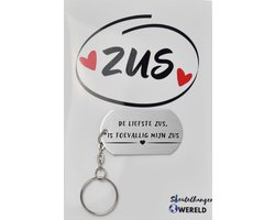 De liefste zus is toevallig mijn zus Sleutelhanger inclusief kaart - zus cadeau - cadeaupakket - verjaardag - Leuk kado voor je zus om te geven - 2.9 x 5.4CM