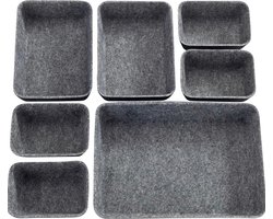 De Millennials 7 delige Organizer - Ladeverdeler - Organizer Bureau - Lade Bakjes - Opbergbakjes - Mandjes - Make Up Bakjes - Lade Verdeler - Opberg Mandjes - Opbergmand - Donkergrijs