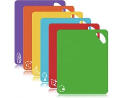 De Millennials Duurzame Snijplanken set 6 Stuks - Rood - blauw - geel - groen - paars- orange- Decoratie - Hittebestendig - Makkelijk schoon -  Herbruikbare - Keukenaccessoires - cadeau- Vaatwasserbestendig - Koken - vlees - groenten - vis - brood