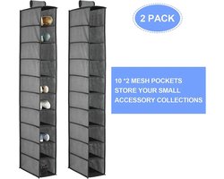 De Millennials- Hangende schoenenopberger 1 paar (2 stuks) - met 10 compartimenten -ruimte besparen- schoenenrek/kledingkast organizer - praktische bergruimte voor schoenen/handdoeken/linnengoed - schoenen verdeler -schoenen organizer- Kleur grijs