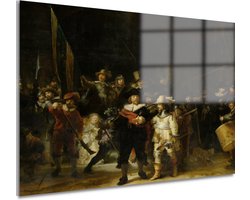 De Nachtwacht - Rembrandt van Rijn glasschilderijen - Mensen schilderijen glas - Glasschilderij Portret - Schilderijen op glas industrieel - Plexiglas schilderij - Woonaccessoires acrylglas 150x100 cm