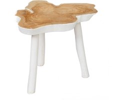 De organic bijzettafel - naturel-wit - teak hout - 45x45x40 cm