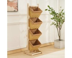 De stijlvolle manden standaard is perfect voor de organizers van uw huis - Multi – Functioneel - Badkamer - Woonkamer - Logeerkamer - Kinderenkamer - katoen, hout, rotan, kleur Beige.