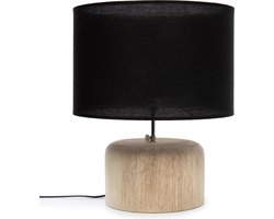 De Teak Wood Tafellamp - Naturel Zwart