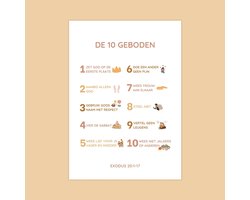 De tien Geboden van God A4 poster II | Kinderposter | Christelijke poster | Poster Babykamer | Poster kinderkamer | Christelijk cadeau kind | Wanddecoratie kinderkamer | 10 Geboden van God