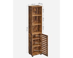De Warenloods - Badkamermeubel - Staande Badkamerkast - Kast - Hoog - 3 Open Compartimenten - 2 Verstelbare Badkamerplanken - 30x40x167 cm - Hout