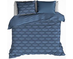 De Witte Lietaer Dekbedovertrek, Crane Stellar Blue - 240 x 220 cm + 2x 60 x 70 cm - 100% katoen, flanel