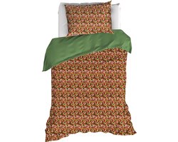 De Witte Lietaer Dekbedovertrek Flowerpower, Green Bee - Eenpersoons - 140 x 220 cm + 60 x 70 cm - Katoen Percal