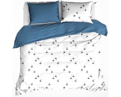 De Witte Lietaer Dekbedovertrek Hiroshi Blue Horizon - Tweepersoons - 200 x 200/220 - Katoen Perkal
