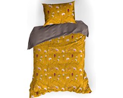 De Witte Lietaer Dekbedovertrek Katoen Satijn Fleur - Eenpersoons - 140 x 200/220 cm - Geel