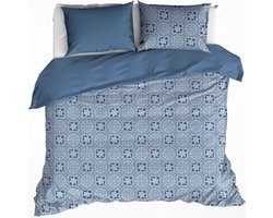 De Witte Lietaer Dekbedovertrek Katoen Satijn, Henna Blue Horizon - 240 x 220 + 2x 60 x 70 cm