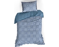 De Witte Lietaer Dekbedovertrek Katoen Satijn Henna - Eenpersoons - 140 x 200/220 cm - Blauw