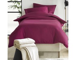 De Witte Lietaer Dekbedovertrek Katoen Satijn Olivia - Eenpersoons- 140 x 200/220 cm - Rood