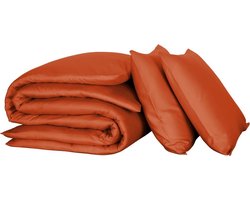 De Witte Lietaer Dekbedovertrek Katoen Satijn Olivia - Lits Jumeaux - 240 x 220 cm - Oranje