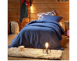 De Witte Lietaer Dekbedovertrek Laura Blue Indigo - Eenpersoons - 140 x 200/220 cm - Katoen Flanel