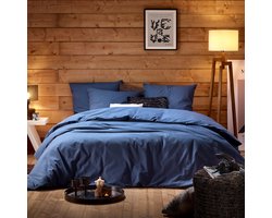 De Witte Lietaer Dekbedovertrek Laura Blue Indigo - Lits Jumeaux - 240 x 220 cm - Katoen Flanel