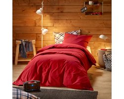 De Witte Lietaer Dekbedovertrek Laura Burgundy - Eenpersoons - 140 x 200/220 cm - Katoen Flanel
