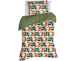 De Witte Lietaer Dekbedovertrek Lisboa, Grenoble Green - Eenpersoons - 140 x 220 cm + 60 x 70 cm - Katoen Percal