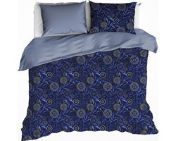 De Witte Lietaer Dekbedovertrek Moonflower Cobalt Blue - Lits Jumeaux - 240 x 220 cm - Katoen Flanel