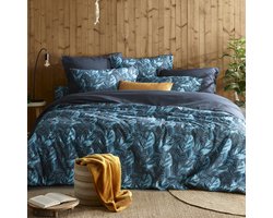 De Witte Lietaer Dekbedovertrek, Musa Midnight Blue - 260 x 240 cm + (2x) 60 x 70 cm - Katoen Perkal