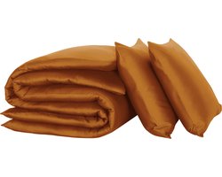 De Witte Lietaer Dekbedovertrek, Olivia Copper - 200 x 200/220 + 2x 60 x 70 cm - Katoen Satijn