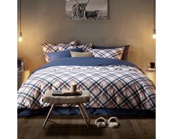 De Witte Lietaer Dekbedovertrek, Tarten Blue Indigo - 240 x 220 cm + 2x 60x70 cm - Katoen flanel