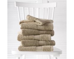 De Witte Lietaer Handdoeken Helene Humus 50 x 100 cm - 6 stuks - Katoen