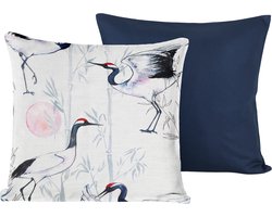 De Witte Lietaer Sierkussensloop Set Mont Blanc Majolica Blue - 40 x 40 cm - Satijn Katoen