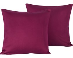 De Witte Lietaer Sierkussensloop Set Olivia Beet Red - 40 x 40 cm - Satijn Katoen