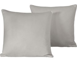De Witte Lietaer Sierkussensloop Set Olivia Dove - 40 x 40 cm - Satijn Katoen