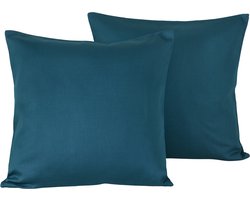 De Witte Lietaer Sierkussensloop Set Olivia Lake Green - 40 x 40 cm - Satijn Katoen