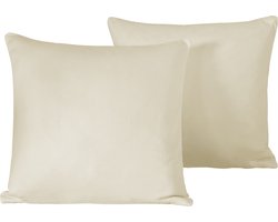 De Witte Lietaer Sierkussensloop Set Olivia Sand - 40 x 40 cm - Satijn Katoen
