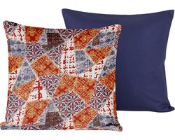 De Witte Lietaer Sierkussensloop Set Quilt Blue Ribbon - 40 x 40 cm - Satijn Katoen
