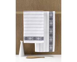 De Witte Lietaer Theedoek BML, Grijs - 3 stuks - 65 x 65 cm - Katoen