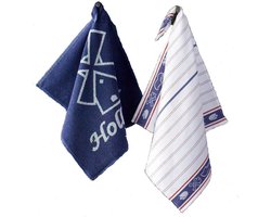 De Witte Lietaer Theedoek Holland Rood/wit/blauw - 1x 65x65cm 1x 50x55cm - Katoen