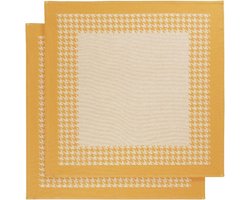 De Witte Lietaer Theedoek Pied de Poule, Oker - 2 stuks - 65 x 65 cm - Katoen